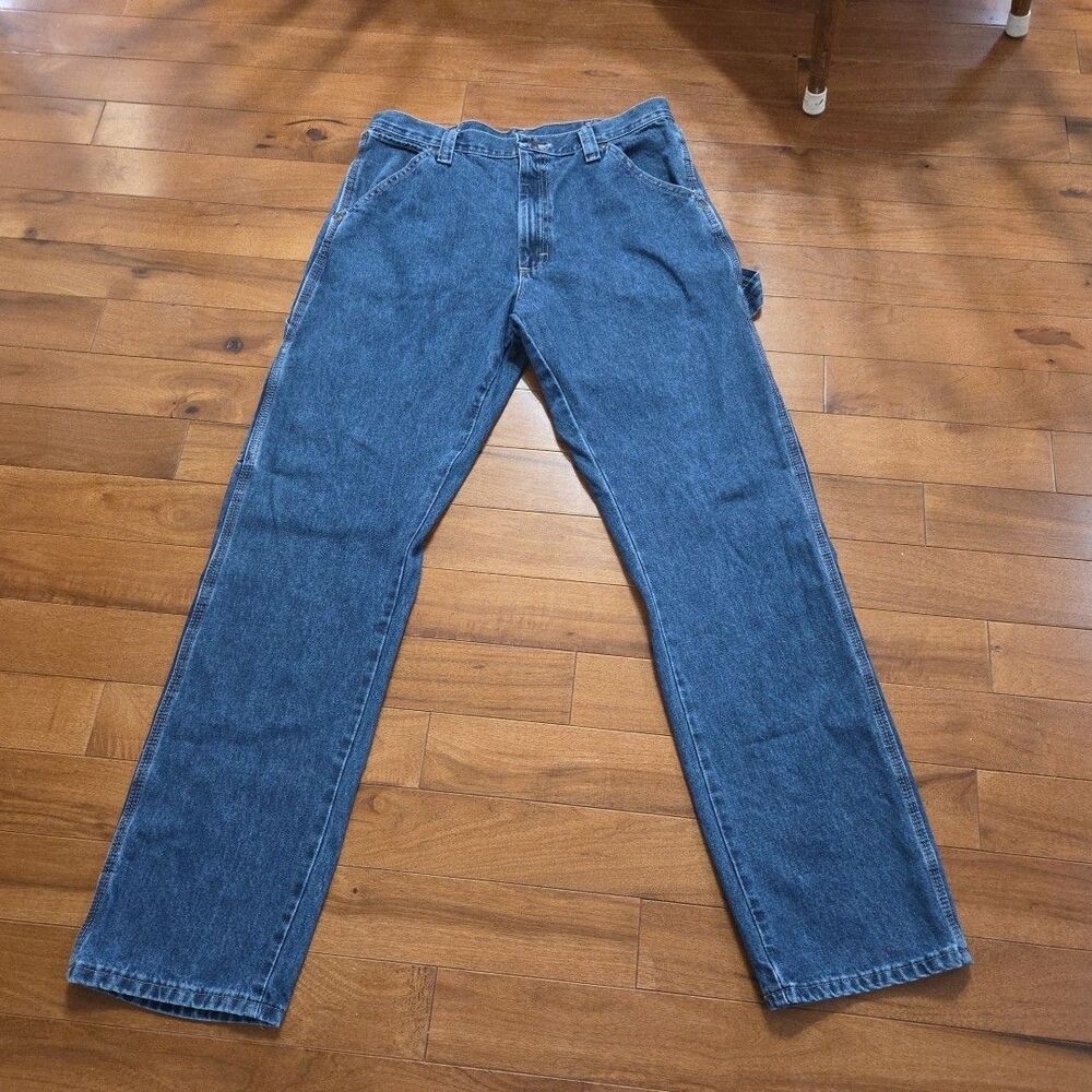 MENS WRANGLER CARPENTER MULTI POCKETS BLUE DENIM JEAN SZ 34 X 34